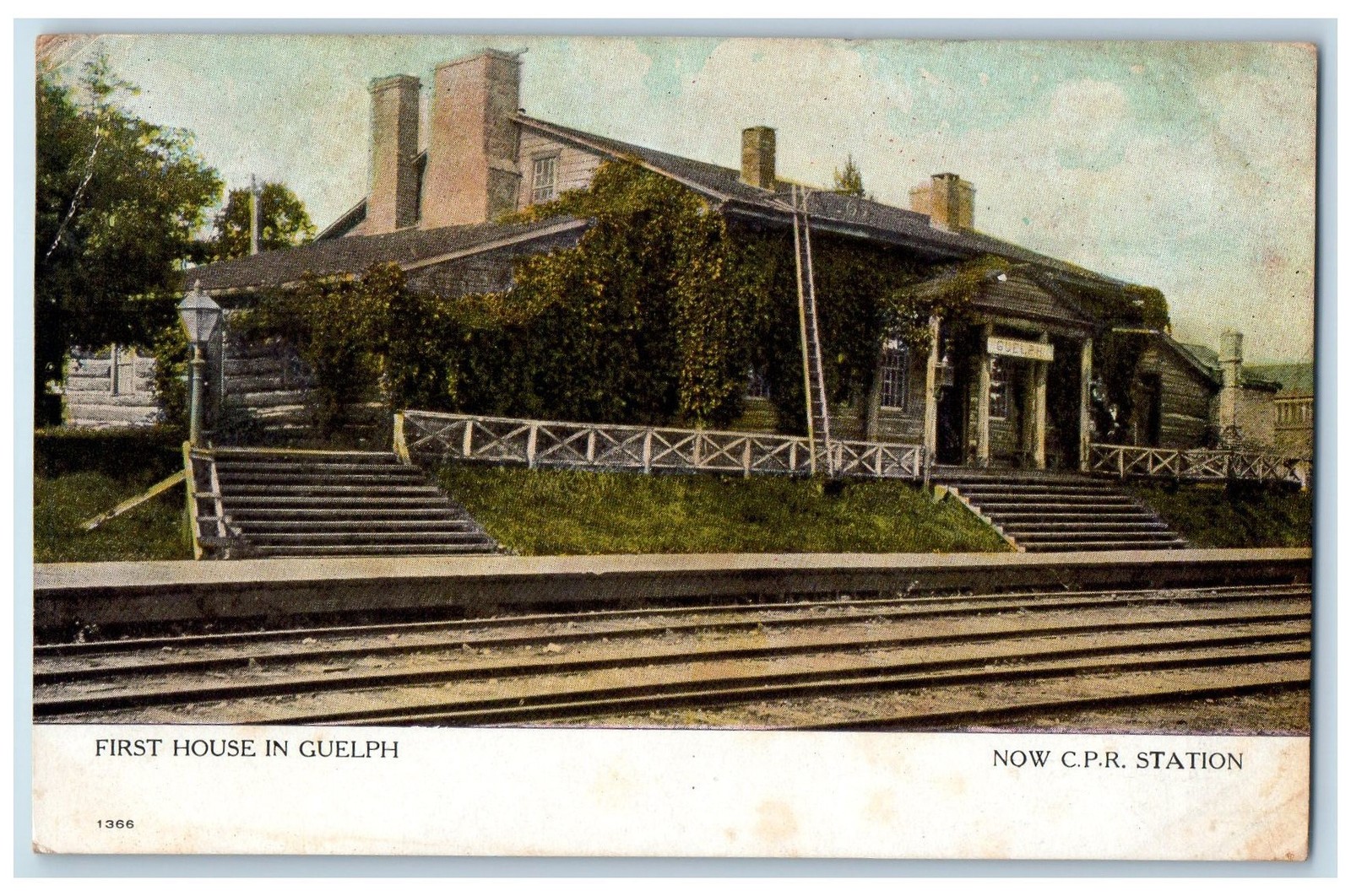 View Of First House In Guelph Now C.P.R. Station Ontario Canada Vintage Postcard View Of First House In Guelph Now C.P.R. Station Ontario Canada Vintage Postcard