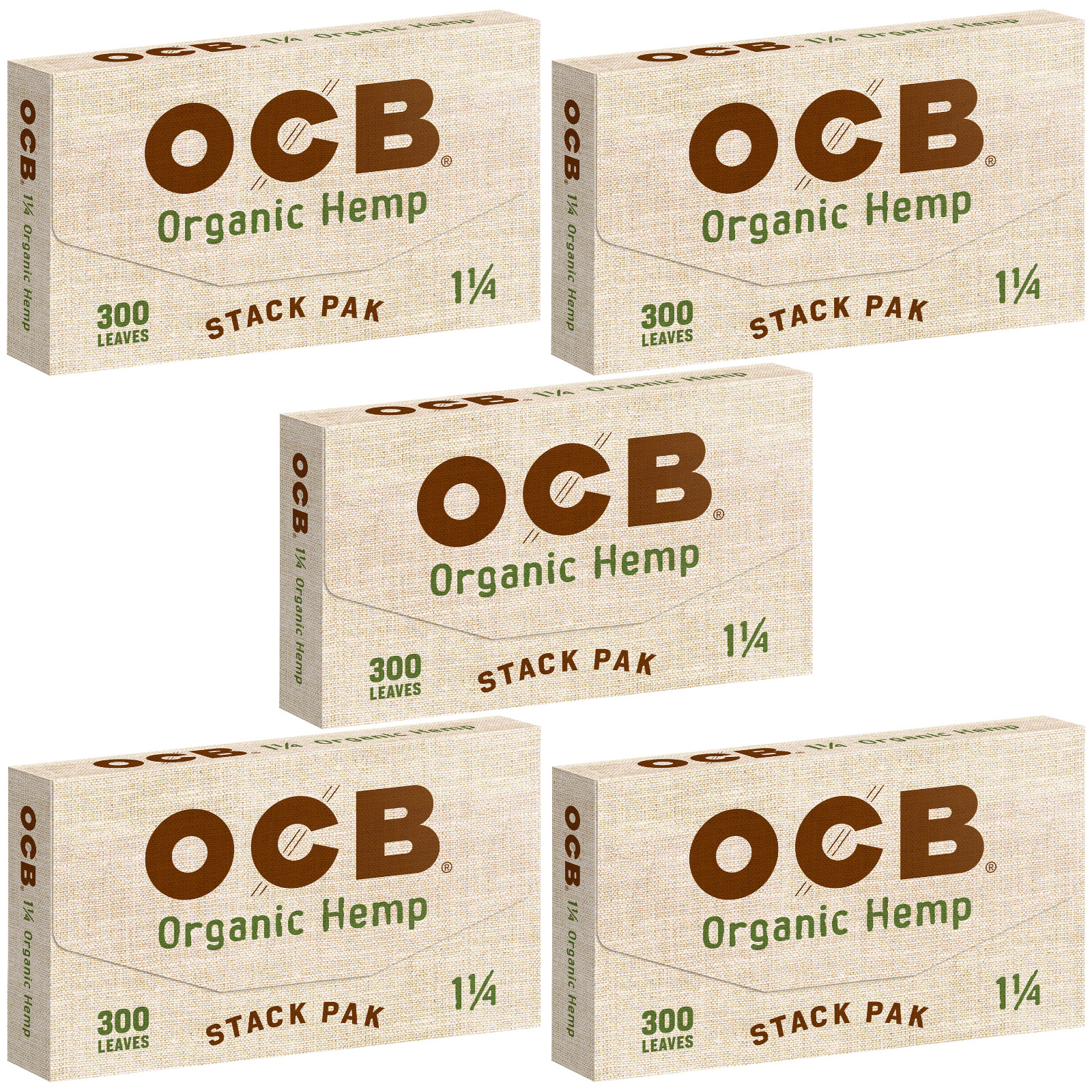 OCB Organic Hemp Rolling Paper 1 1/4 Stack Pak (300 Leaves Per Pack) 5 Booklets OCB Organic Hemp Rolling Paper 1 1/4 Stack Pak (300 Leaves Per Pack) 5 Booklets