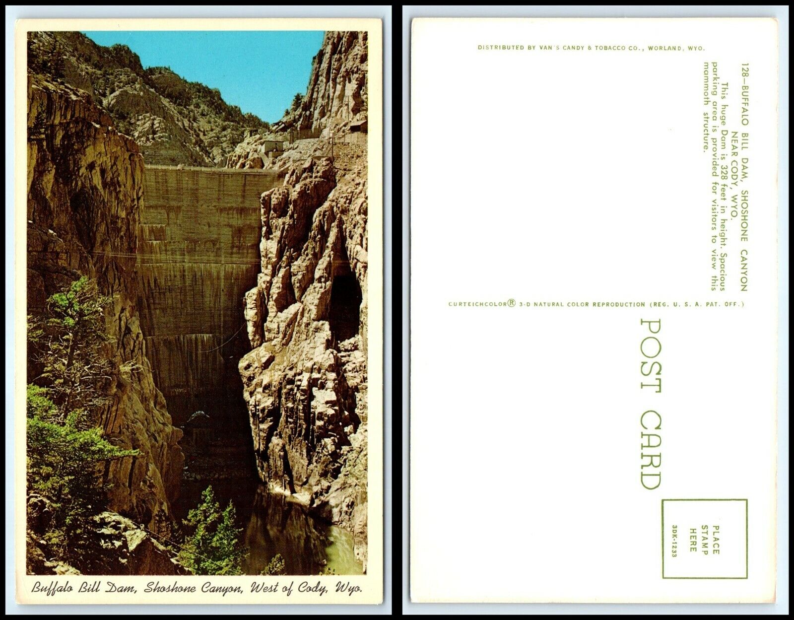 WYOMING Postcard - Buffalo Bill Dam, Shoshone Canyon A20
