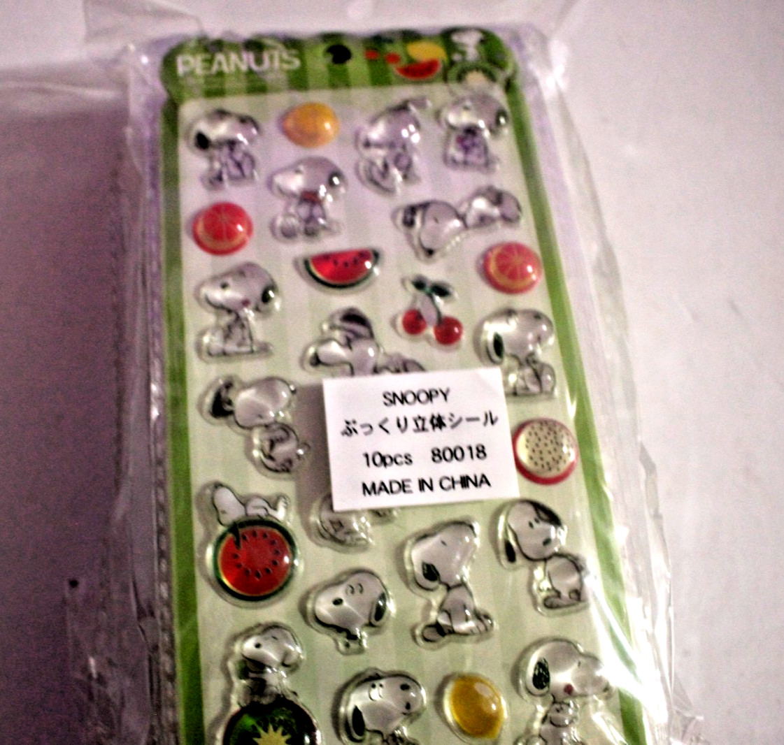 SNOOPY PEANUTS 10 SHEETS BOBBLE POP STICKERS 80018 SNOOPY PEANUTS 10 SHEETS BOBBLE POP STICKERS 80018