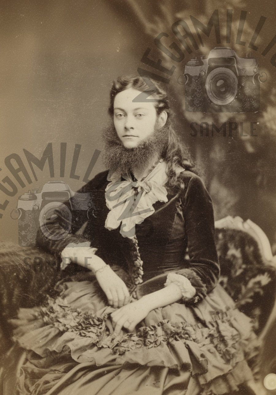 Vintage 1850's Photo of Bearded Lady  RARE PHOTO - CIRCUS FREAK 105