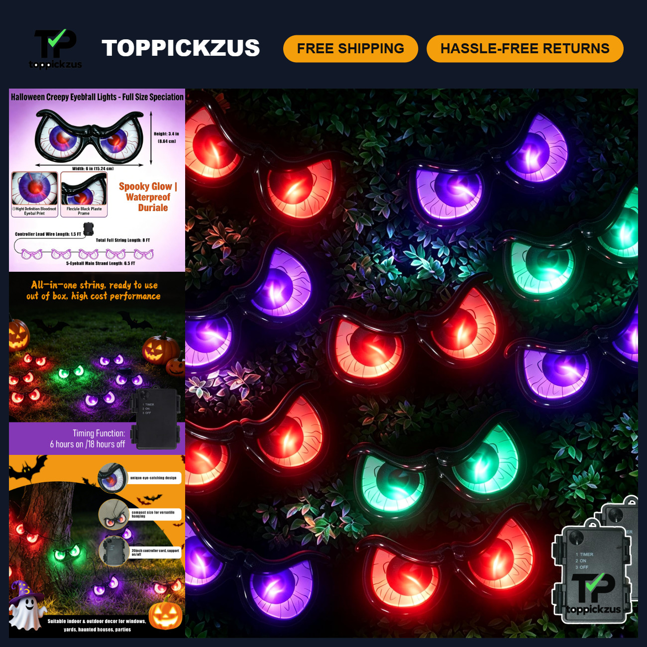 10 Pack Lighted Spooky Eyes Halloween Decorations, Battery Operated Timer Lights 10 Pack Lighted Spooky Eyes Halloween Decorations, Battery Operated Timer Lights