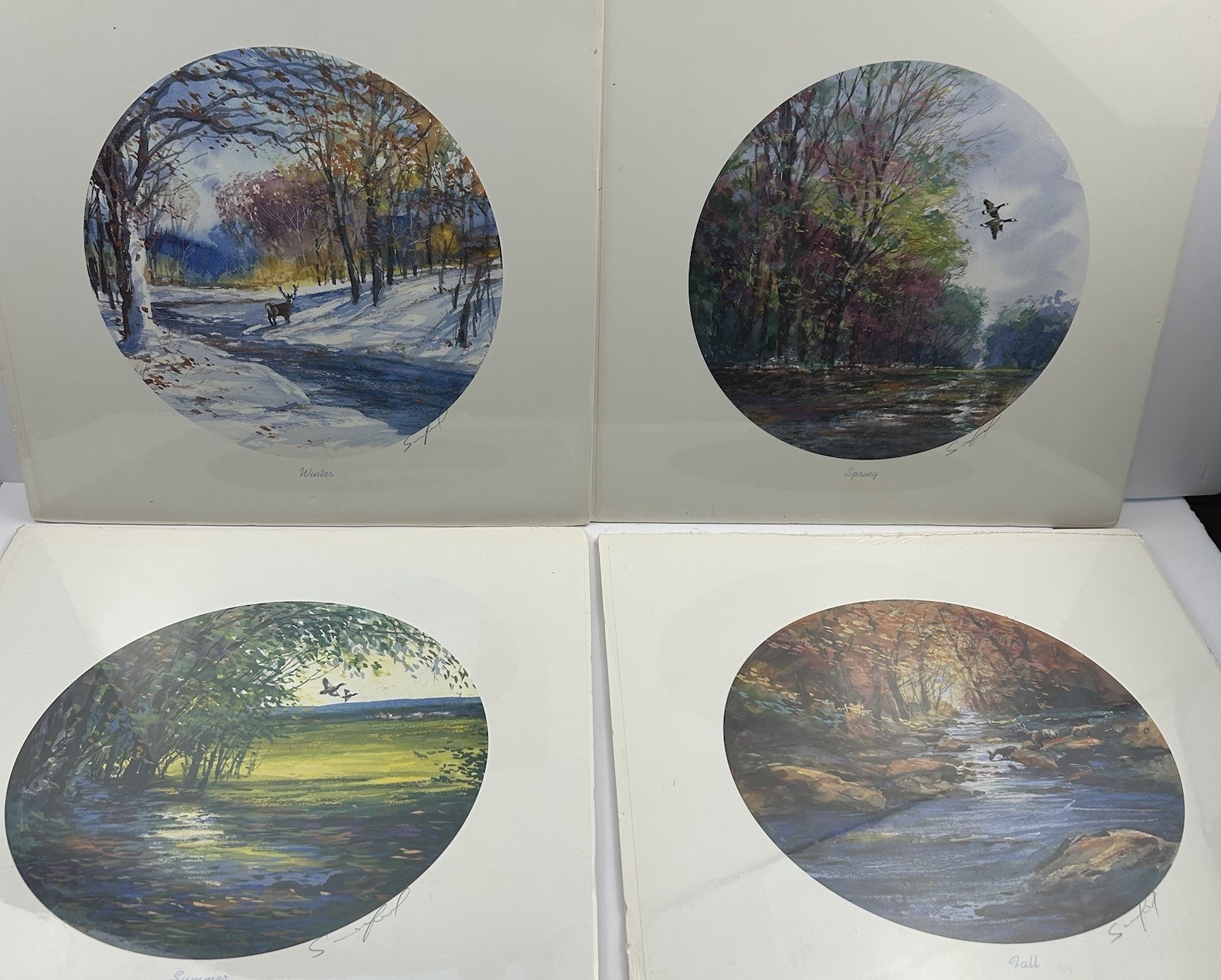 Sanford Fisher Signed Prints Cree Indigenous Art Four Seasons Wildlife Set Of  4