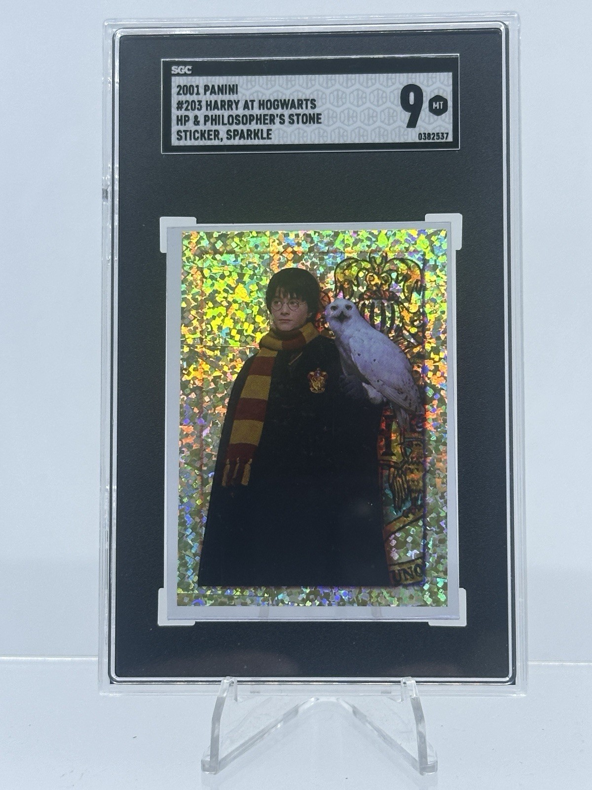 2001 Panini HARRY POTTER HOLO ROOKIE Sticker #203 SGC 9 MINT rc card low pop 2001 Panini HARRY POTTER HOLO ROOKIE Sticker #203 SGC 9 MINT rc card low pop