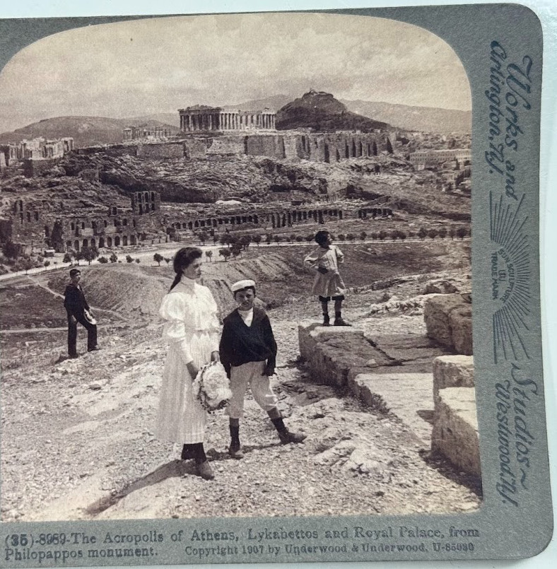The Acropolis of Athens, Lykabettos & Royal Palace, from Philopappos Stereoview