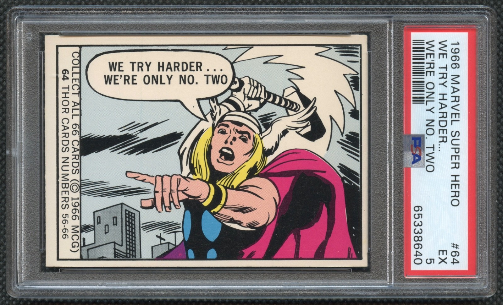1966 Donruss Marvel Thor Rookie #64 SGC 5 White Arm Variant 1966 Donruss Marvel Thor Rookie #64 SGC 5 White Arm Variant