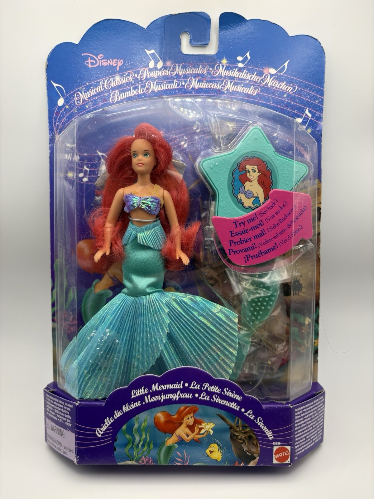 Ariel Musical Classics Disney Little Mermaid 6” Sealed 1994 Mattel EU 13538