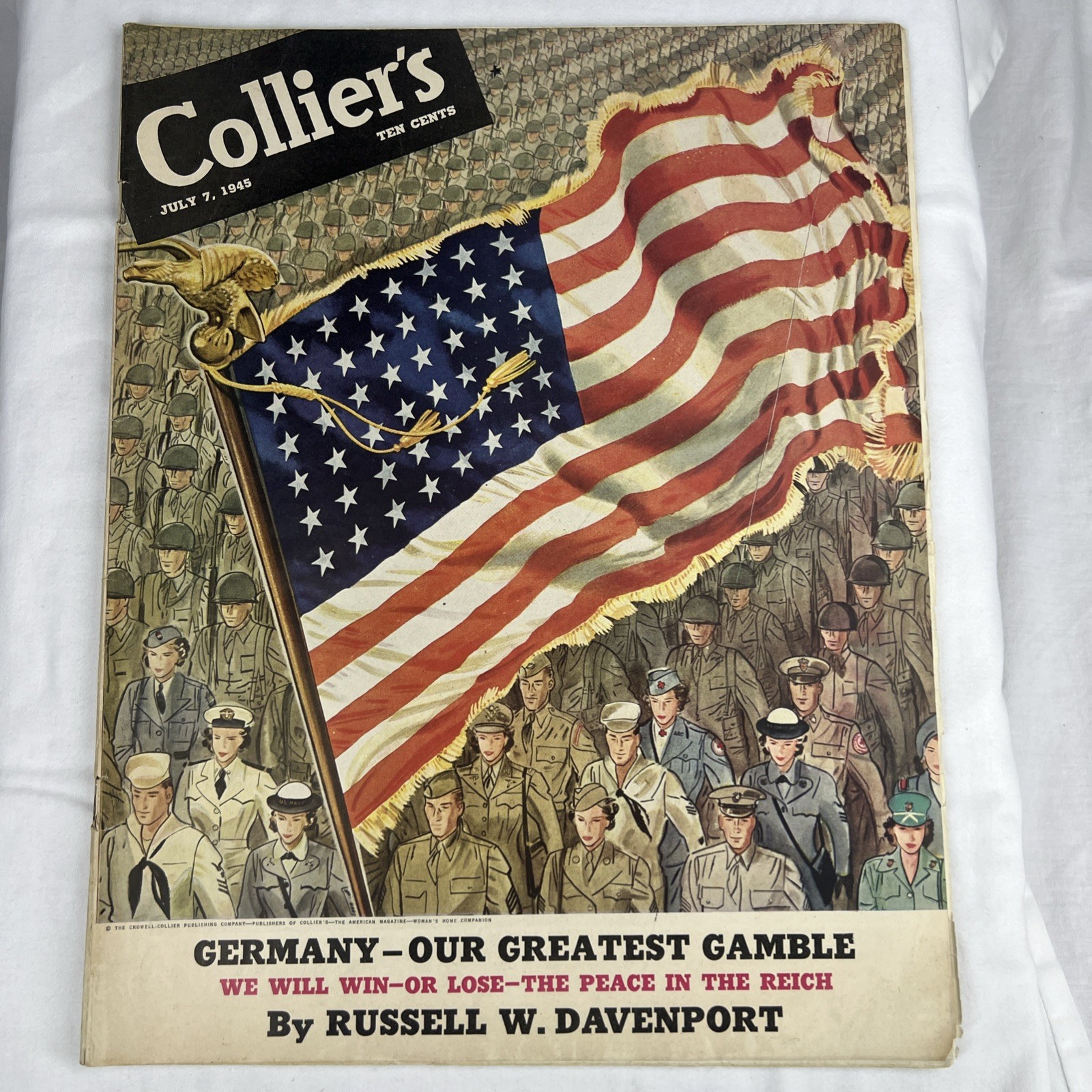Colliers Magazine July 7, 1945, WWII 48 Star American Flag Cover 76 Pages