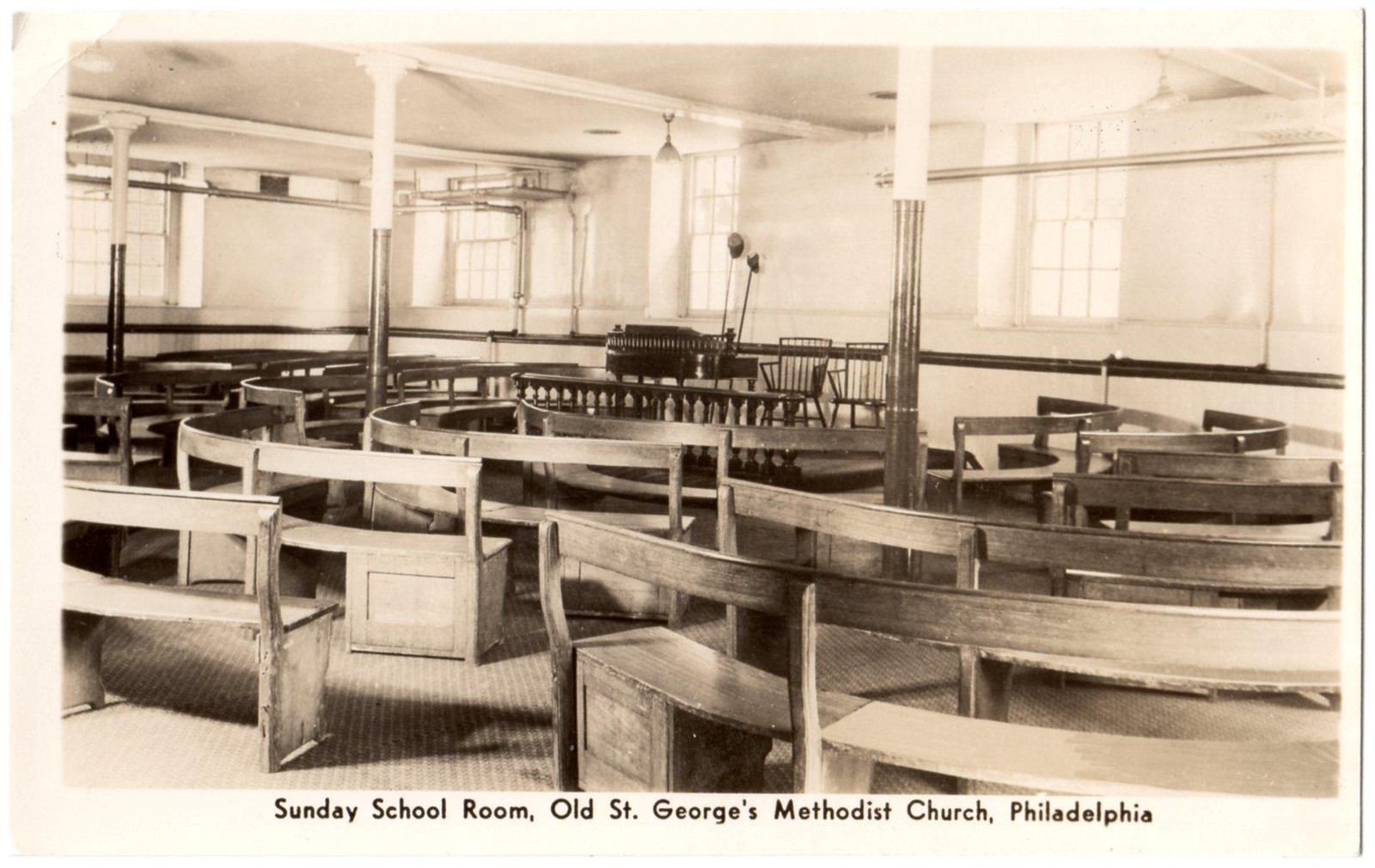 ca 1940s-50s Philadelphia PA Old St George's Methodist Church Sunday School Room