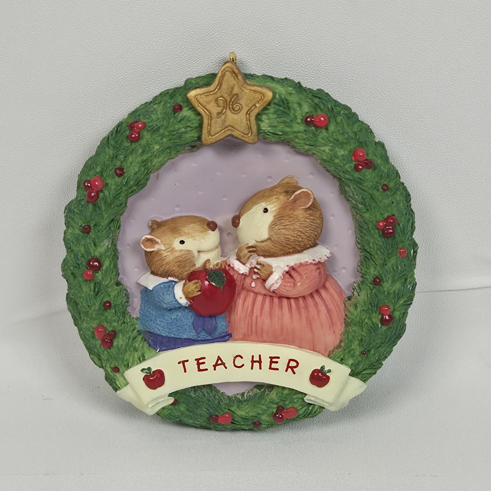 Vtg 1996 Hallmark Keepsake Ornament Apple for School Teacher Christmas Wreath Vtg 1996 Hallmark Keepsake Ornament Apple for School Teacher Christmas Wreath