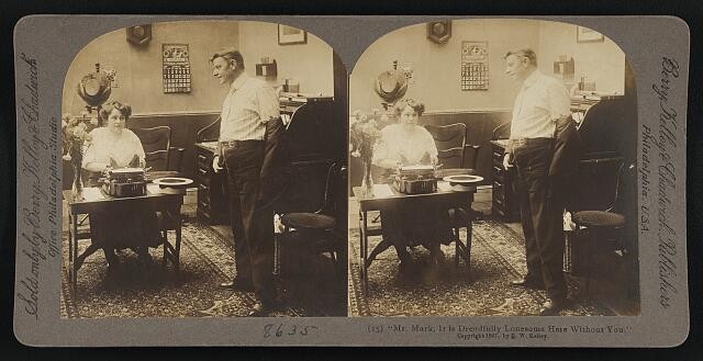 Photo:1907 Mr Mark Lonesome Here Without You Stereograph Interior Scene