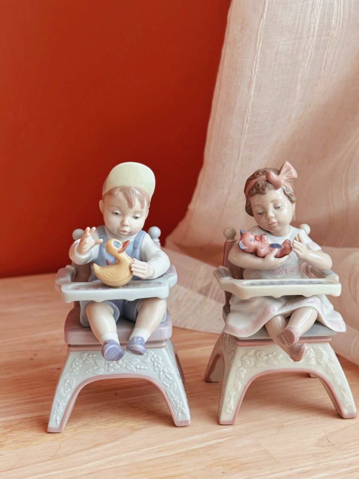 Lladro Rare 6299 Little Bear & 6300 Rubber Ducky Figurines Pair Spain Vintage