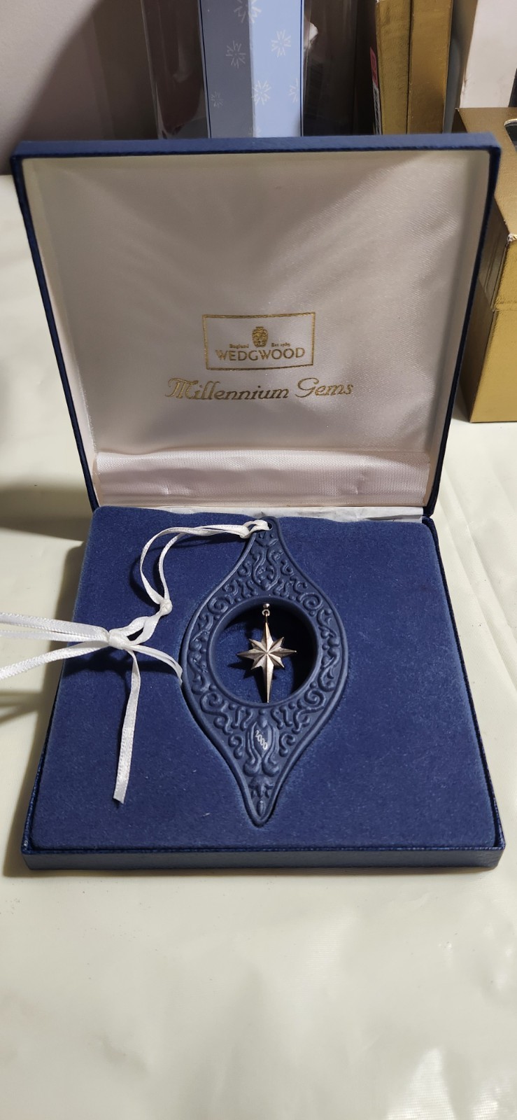 Wedgwood Millennium Gems Hope Ornament 2000 Christmas Star Hanging Vintage w Box Wedgwood Millennium Gems Hope Ornament 2000 Christmas Star Hanging Vintage w Box