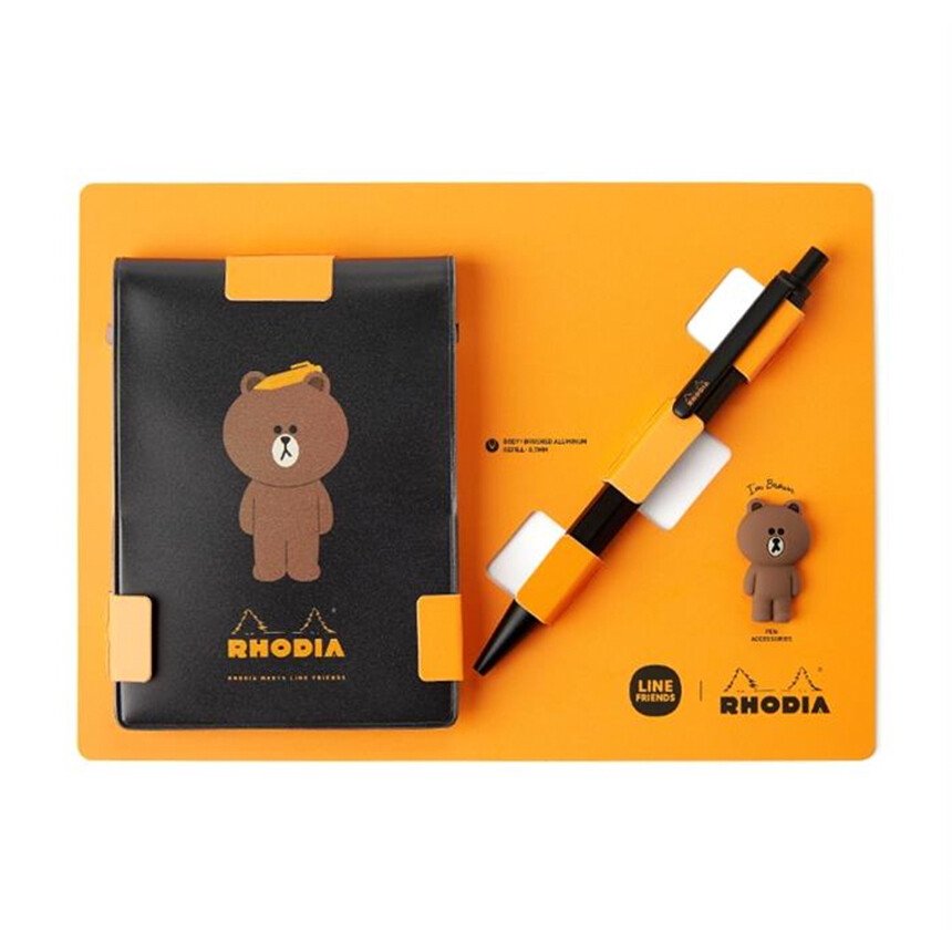 LINE FRIENDS X RHODIA Edition Brown Ballpoint Pen Figure Notepad Case Multi Set LINE FRIENDS X RHODIA Edition Brown Ballpoint Pen Figure Notepad Case Multi Set