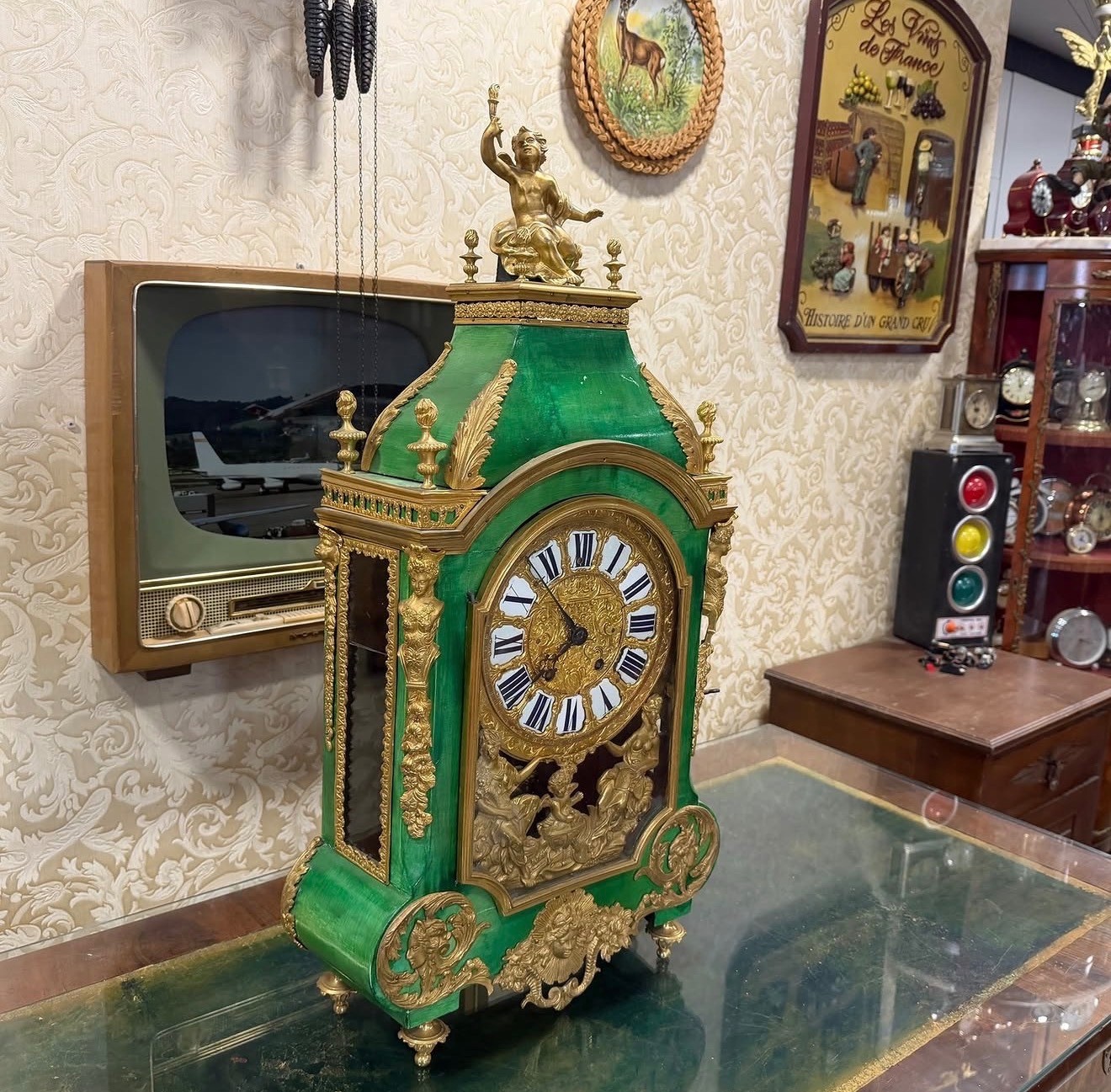 Antique French Bronze Mantel Clock Large Ornate Fully Working