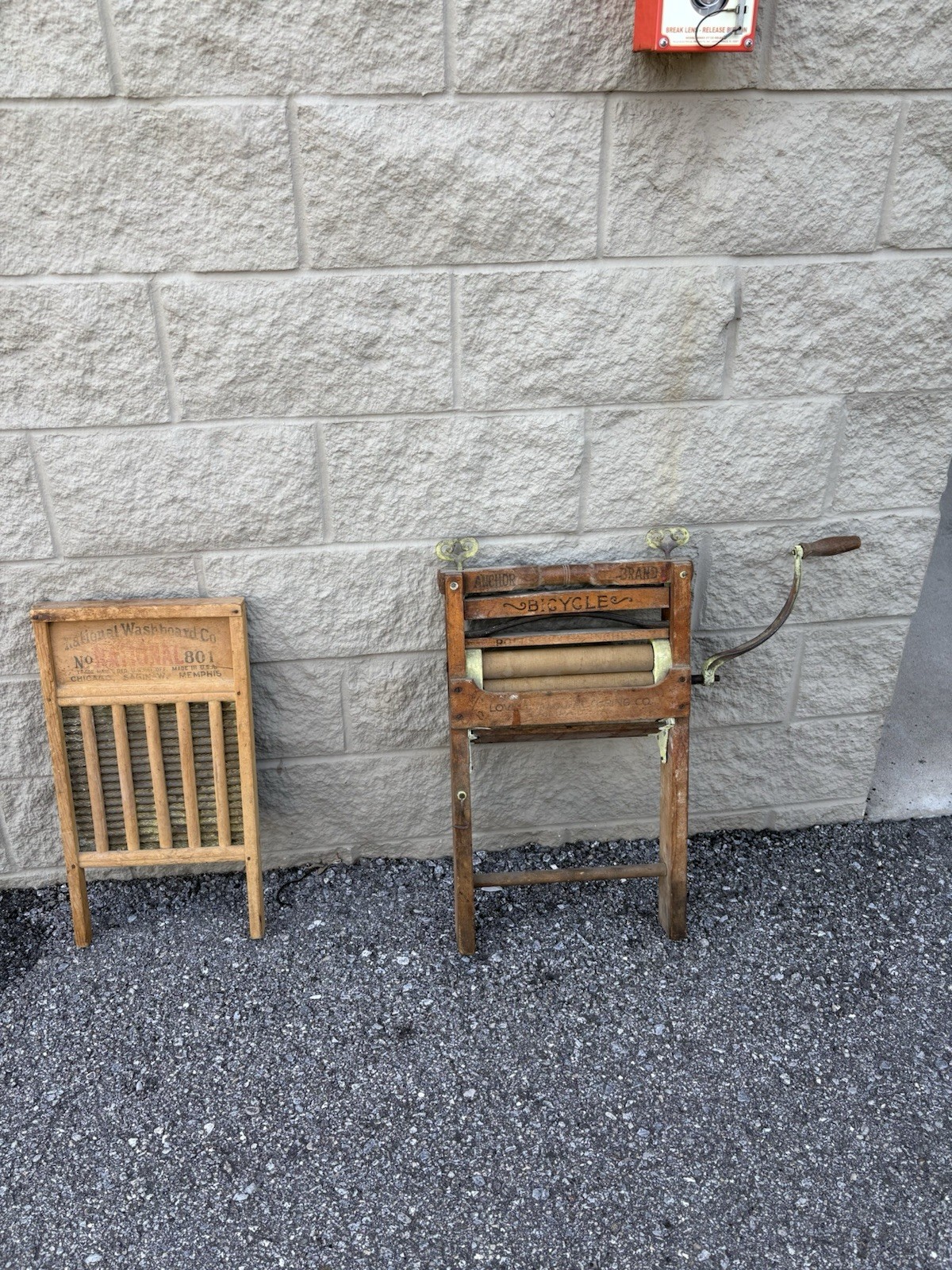 Antique Laundry Lot Anchor Brand Clothes Wringer & National Washboard No 801