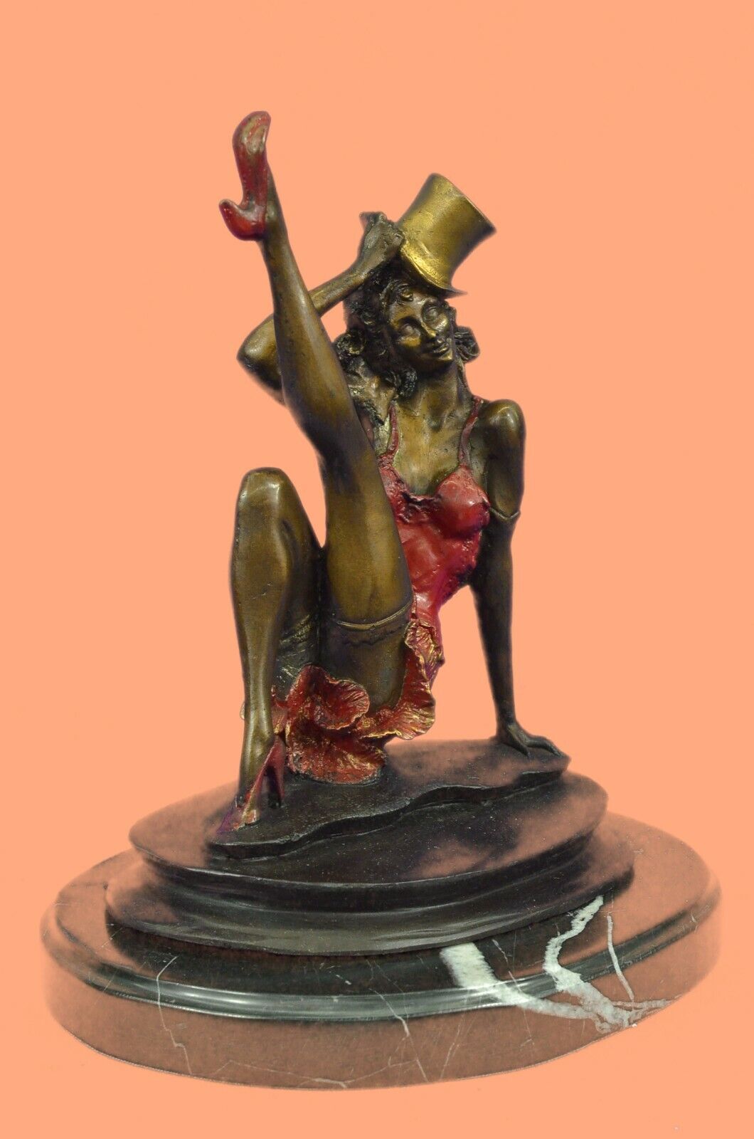 Vintage Style Theatre Actress Bronze Statue Dancer Nude Jazz Singer Art Decor