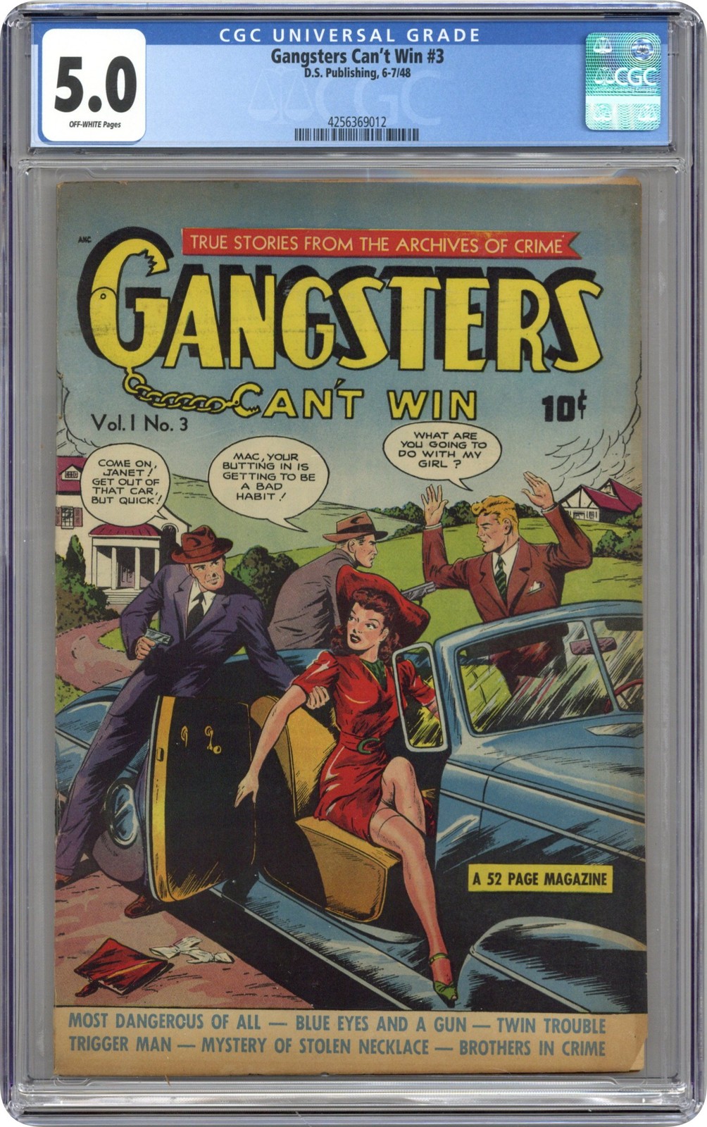 Gangsters Can't Win #3 CGC 5.0 1948 4256369012