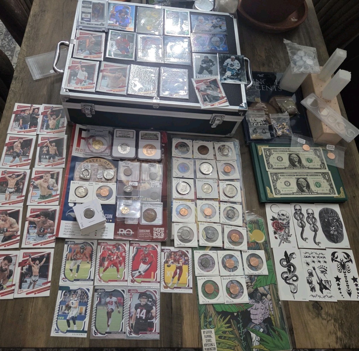 Old Grandpa’s Junk Drawer Lot Silver  .999,Coins,VintageCard 110 + Items,Jewelry