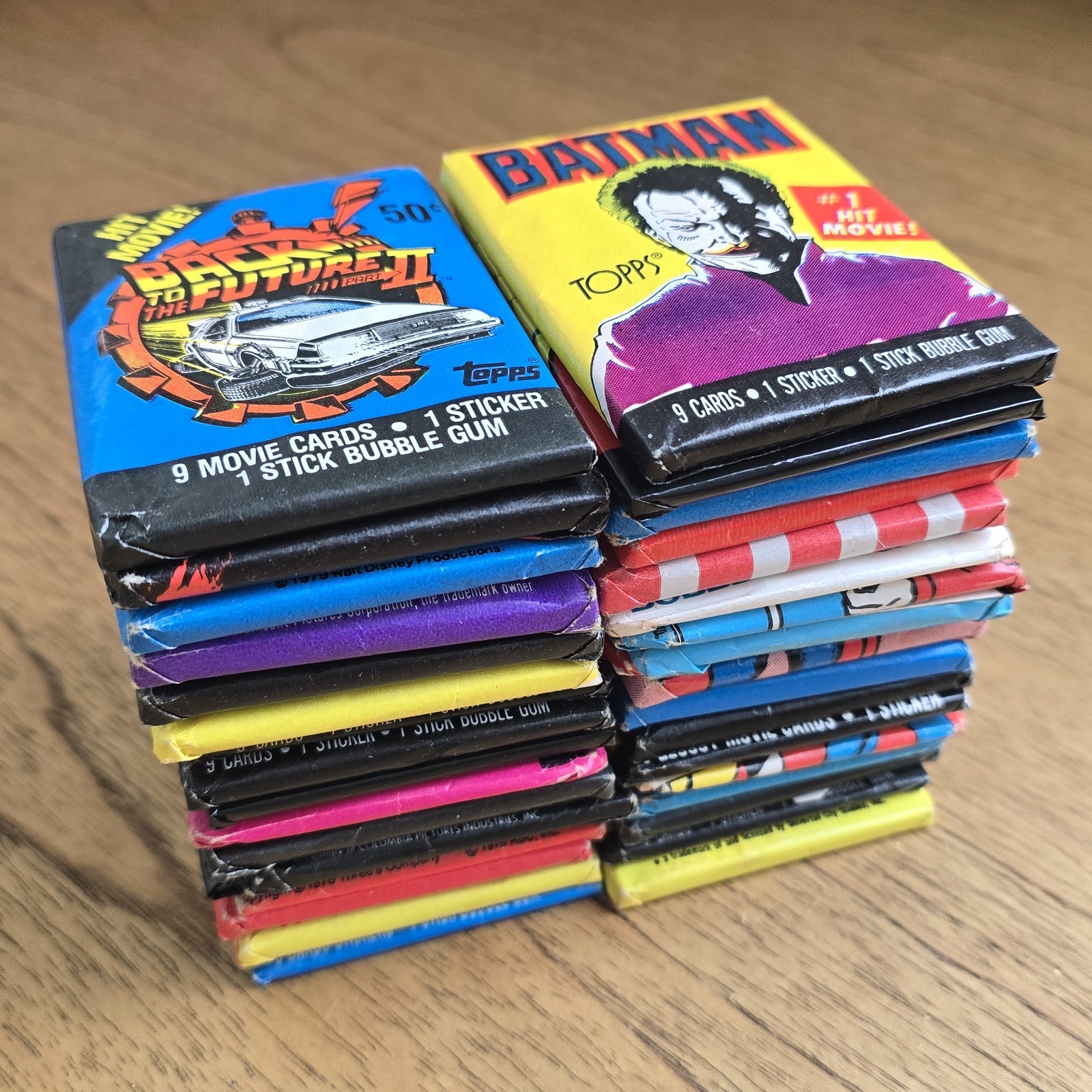 Mixed Lot of 35 Sealed Non-Sport Trading Card Wax Packs Vintage Batman Movie