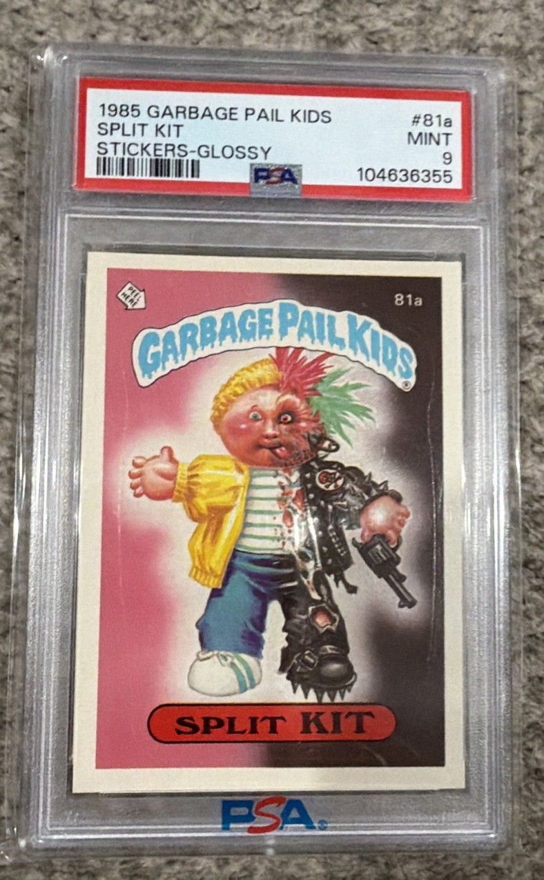 1985 GARBAGE PAIL KIDS STICKERS GLOSSY #81a SPLIT KIT PSA 9