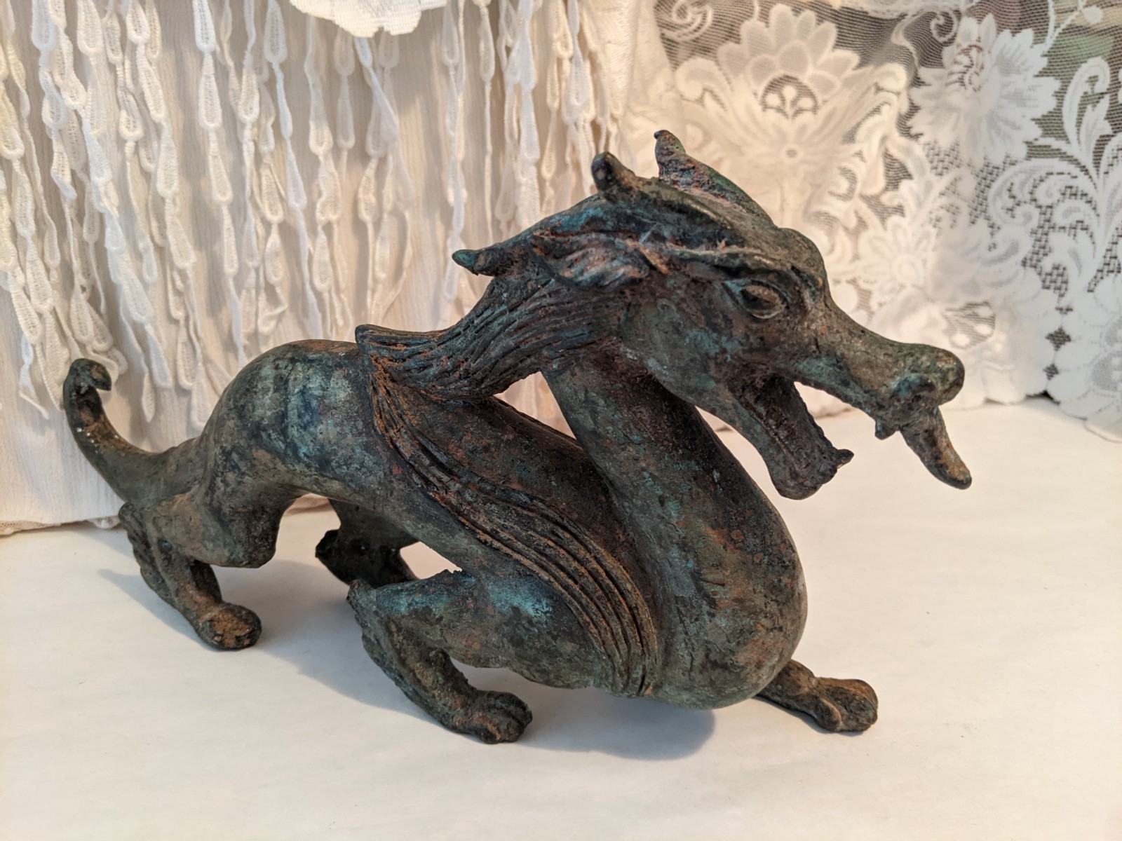 Vintage Chinese Bronze Dragon Statue