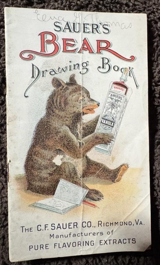 Vintage C.F. Sauer Company Pure Flavoring Extracts Bear Drawing/Tracing Book Vintage C.F. Sauer Company Pure Flavoring Extracts Bear Drawing/Tracing Book