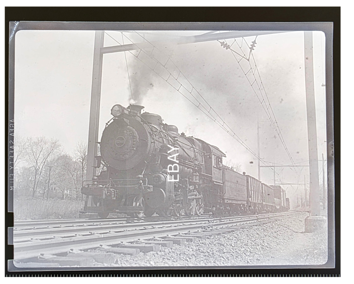 May 1944 Pennsylvania Railroad PRR 5240 2-8-0 Morton, PA Photo Negative