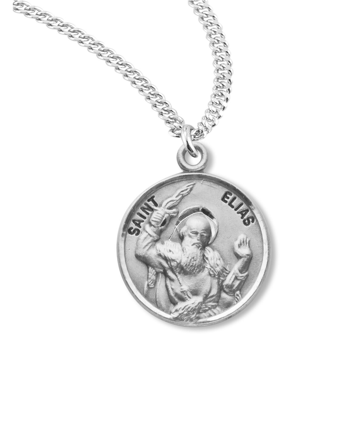 925 Sterling Silver Saint Elias Pendant Medal Necklace With Chain & Box 925 Sterling Silver Saint Elias Pendant Medal Necklace With Chain & Box