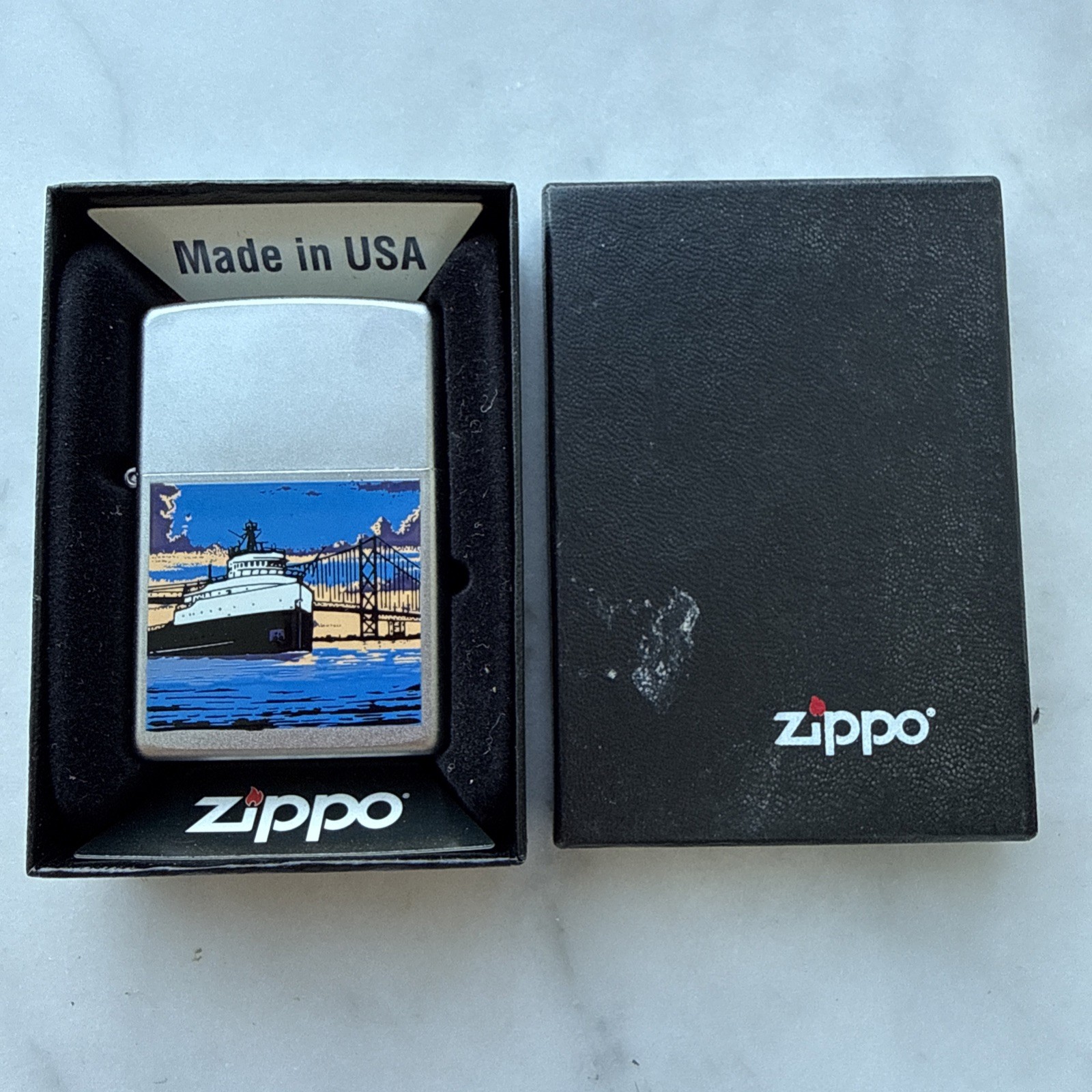 Zippo Vintage SS Edmund Fitzgerald New In Box Unfired Mint Condition