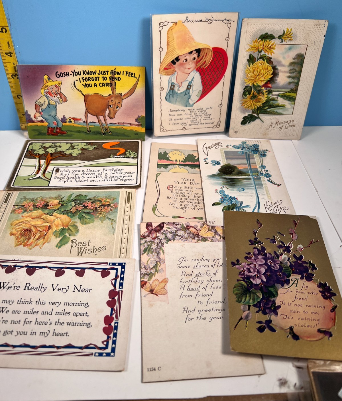 Vtg/Antq Lot of 10 varied themed from Birthday to best wishes to humor postcard.