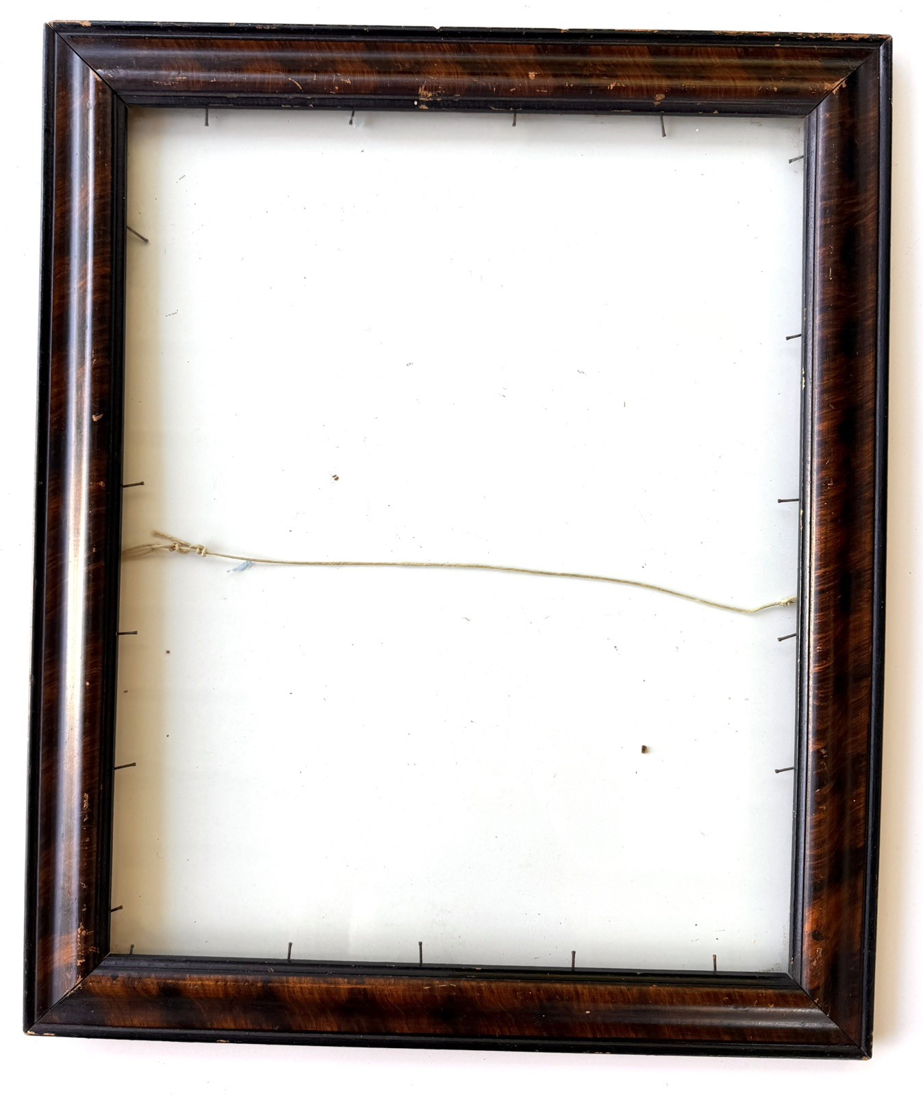 Antique 1800s solid tiger wood Picture Frame 19”x23 1/2” with glass Antique 1800s solid tiger wood Picture Frame 19”x23 1/2” with glass