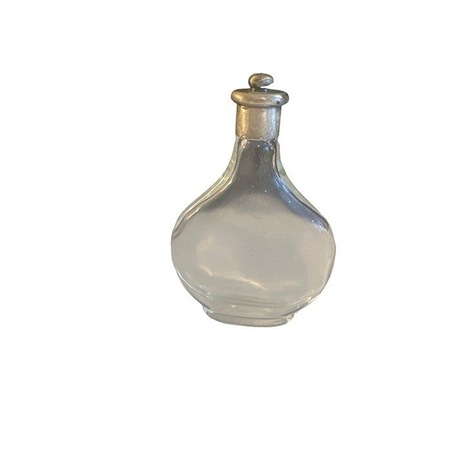 Antique Perfume Bottle Glass Silver Plate Twist Off Cap Lid Victorian Vanity
