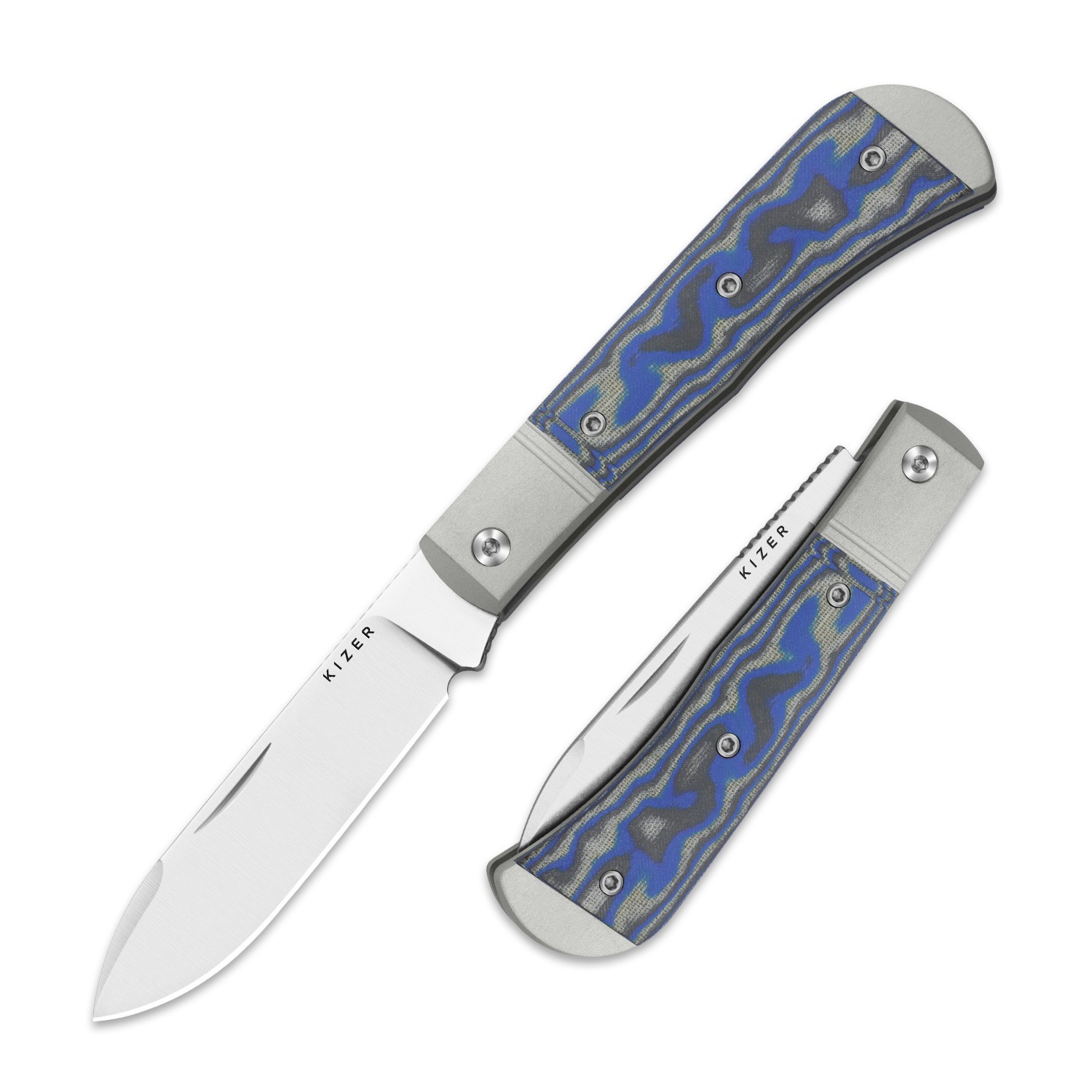 Kizer Trestle D Folding Pocket Knife Nitro-V Blade Aluminum & Micarta Handle