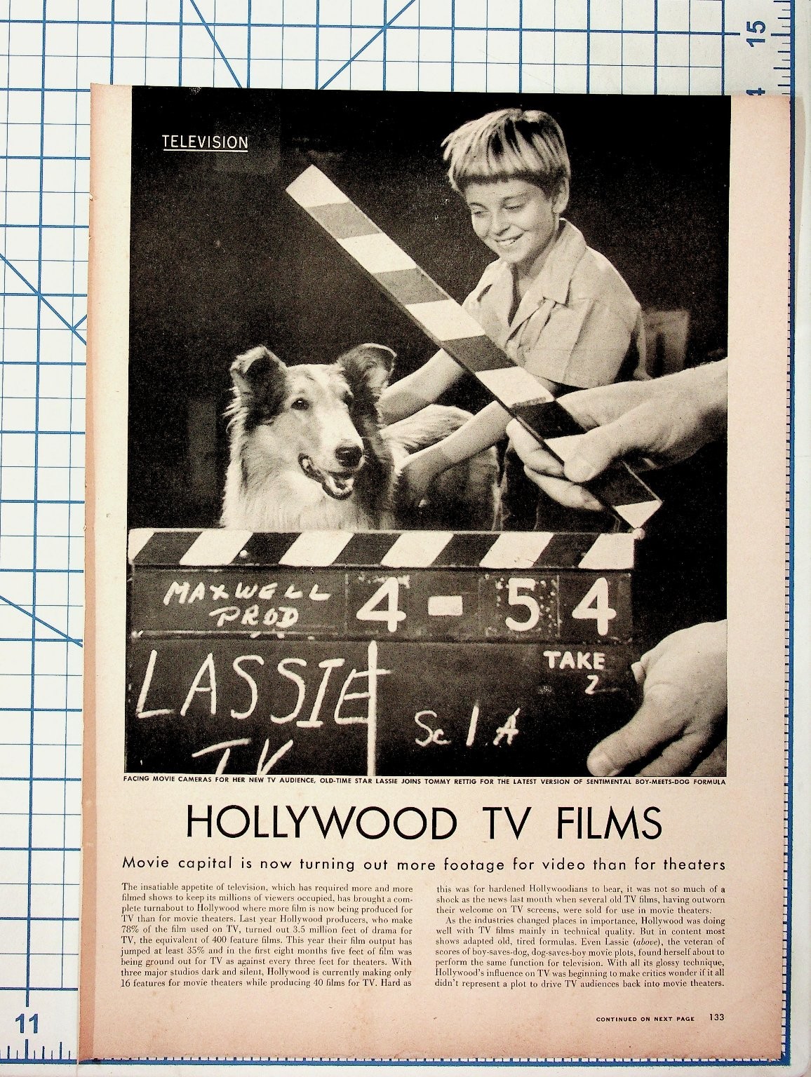 Vintage 1950s LASSIE TV Film Production Photo Magazine Feature Vintage 1950s LASSIE TV Film Production Photo Magazine Feature