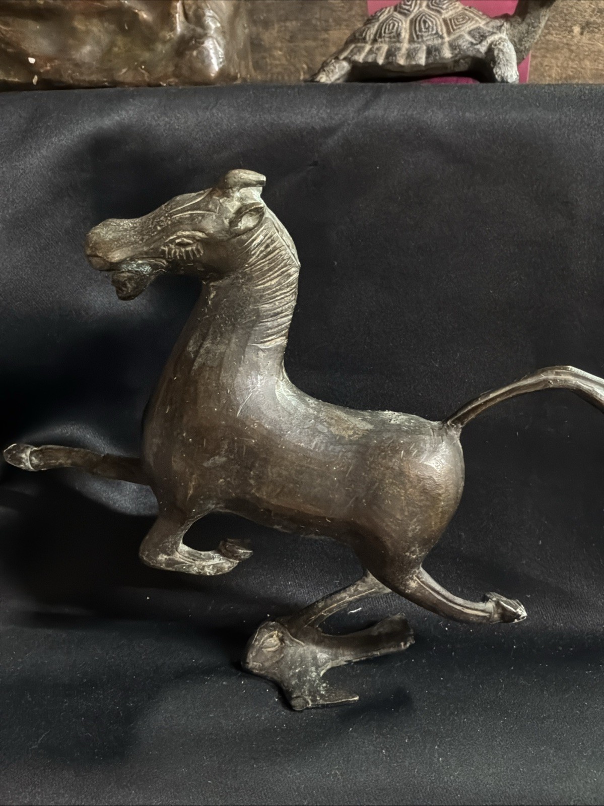 Vintage Asian Bronze/Chalkware (Inside) Flying Horse Statue Vintage Asian Bronze/Chalkware (Inside) Flying Horse Statue
