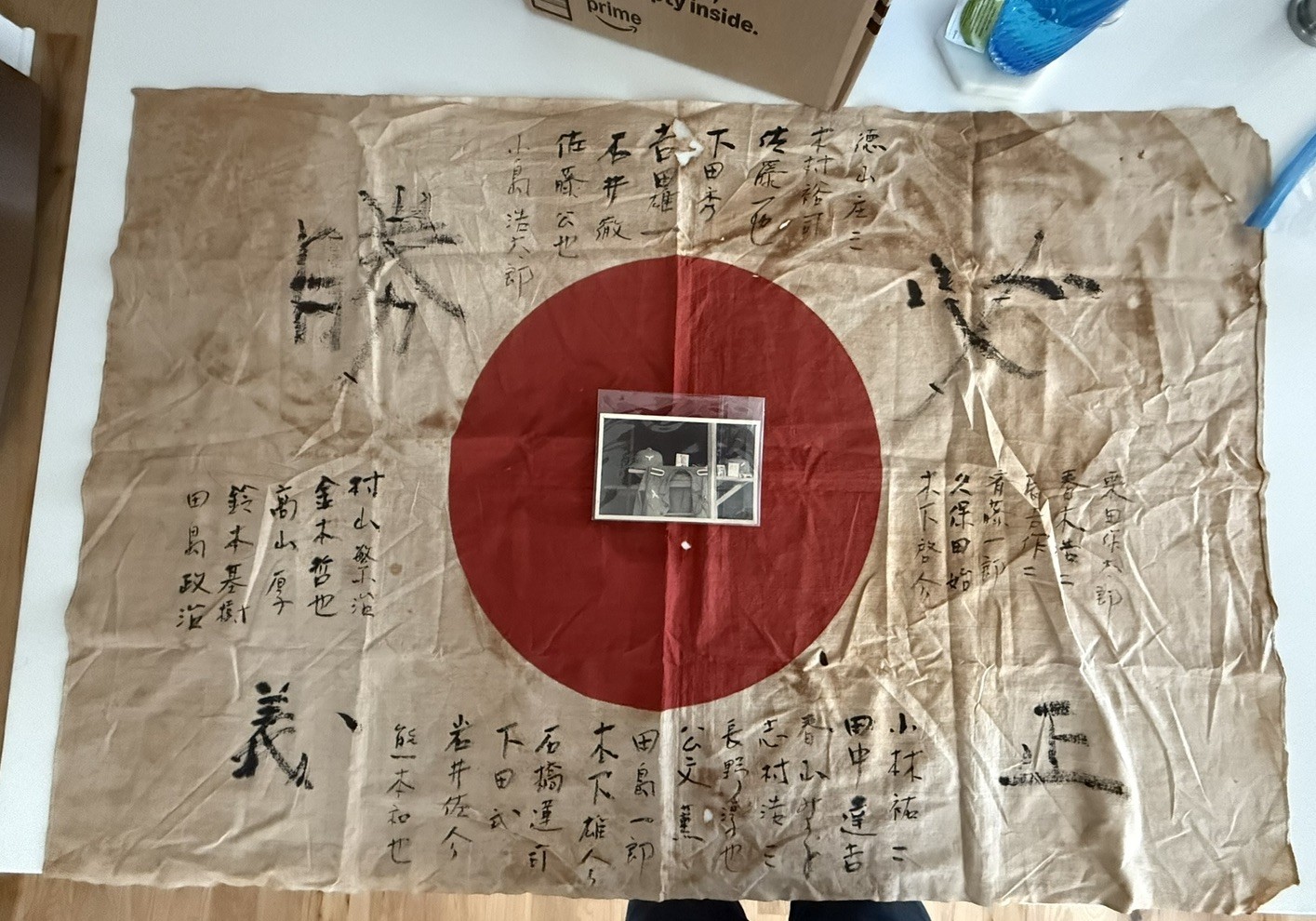 Original WW2 WWII signed Japanese off to war meatball flag Original WW2 WWII signed Japanese off to war meatball flag