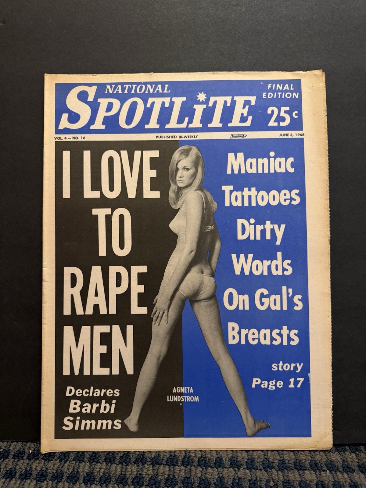1968 June 3rd National SpotLite Newspaper, Pin-Up: Nina Worth (VRN10A) 1968 June 3rd National SpotLite Newspaper, Pin-Up: Nina Worth (VRN10A)