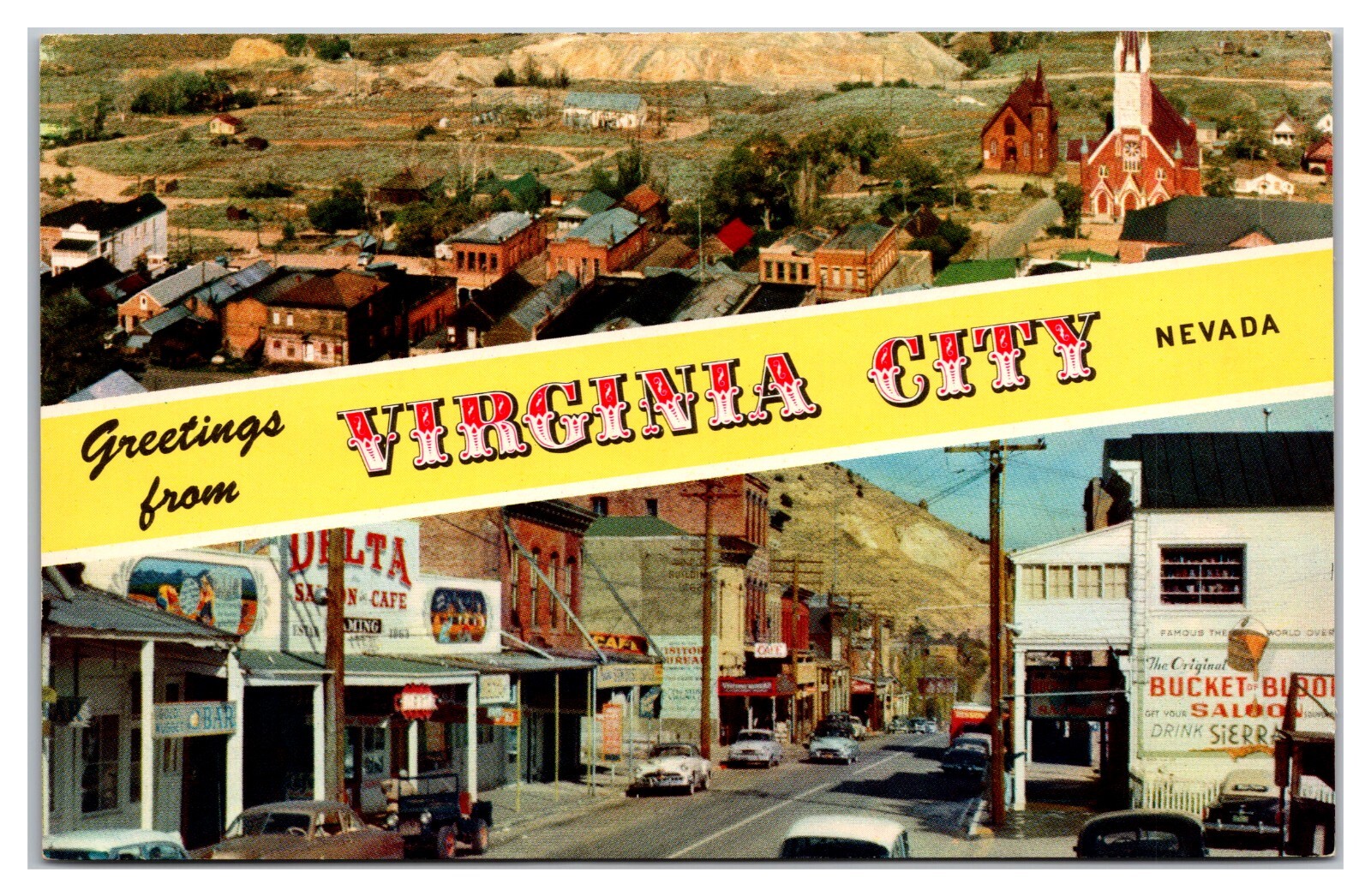 Greetings From Virginia City Nevada Aerial View Street View Comstock Lode Greetings From Virginia City Nevada Aerial View Street View Comstock Lode