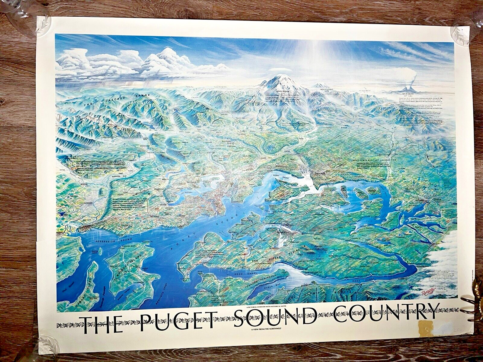 Vintage The Puget Sound Country Wall Map George W. Martin 1981 WA