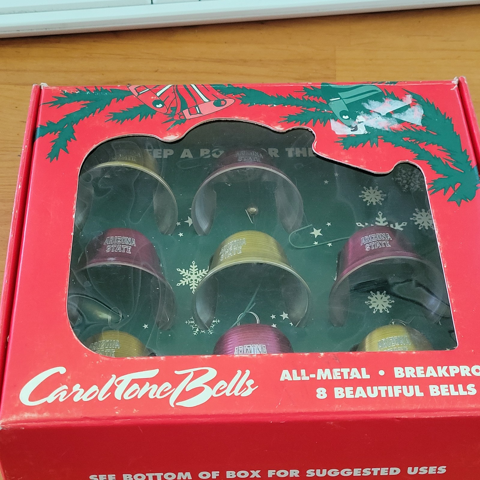 CarolTone Bells Arizona State Set of 8 All Metal Christmas Bells Boxed