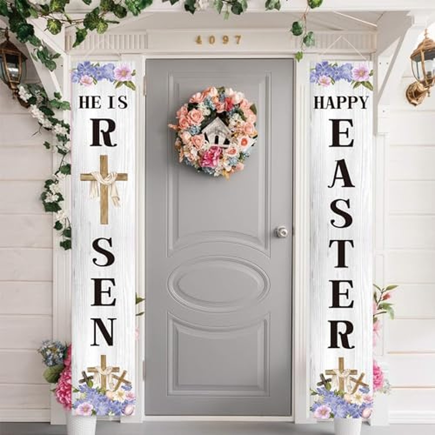 Jiudungs Easter Decorations Outdoor Happy Easter&He is Risen Porch Sign Banne... Jiudungs Easter Decorations Outdoor Happy Easter&He is Risen Porch Sign Banne...