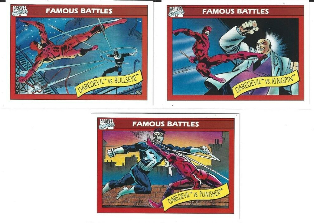 DAREDEVIL vs KINGPIN/ PUNISHER/ BULLSEYE 1990 IMPEL cards (Marvel) NEAR MINT NM+ DAREDEVIL vs KINGPIN/ PUNISHER/ BULLSEYE 1990 IMPEL cards (Marvel) NEAR MINT NM+
