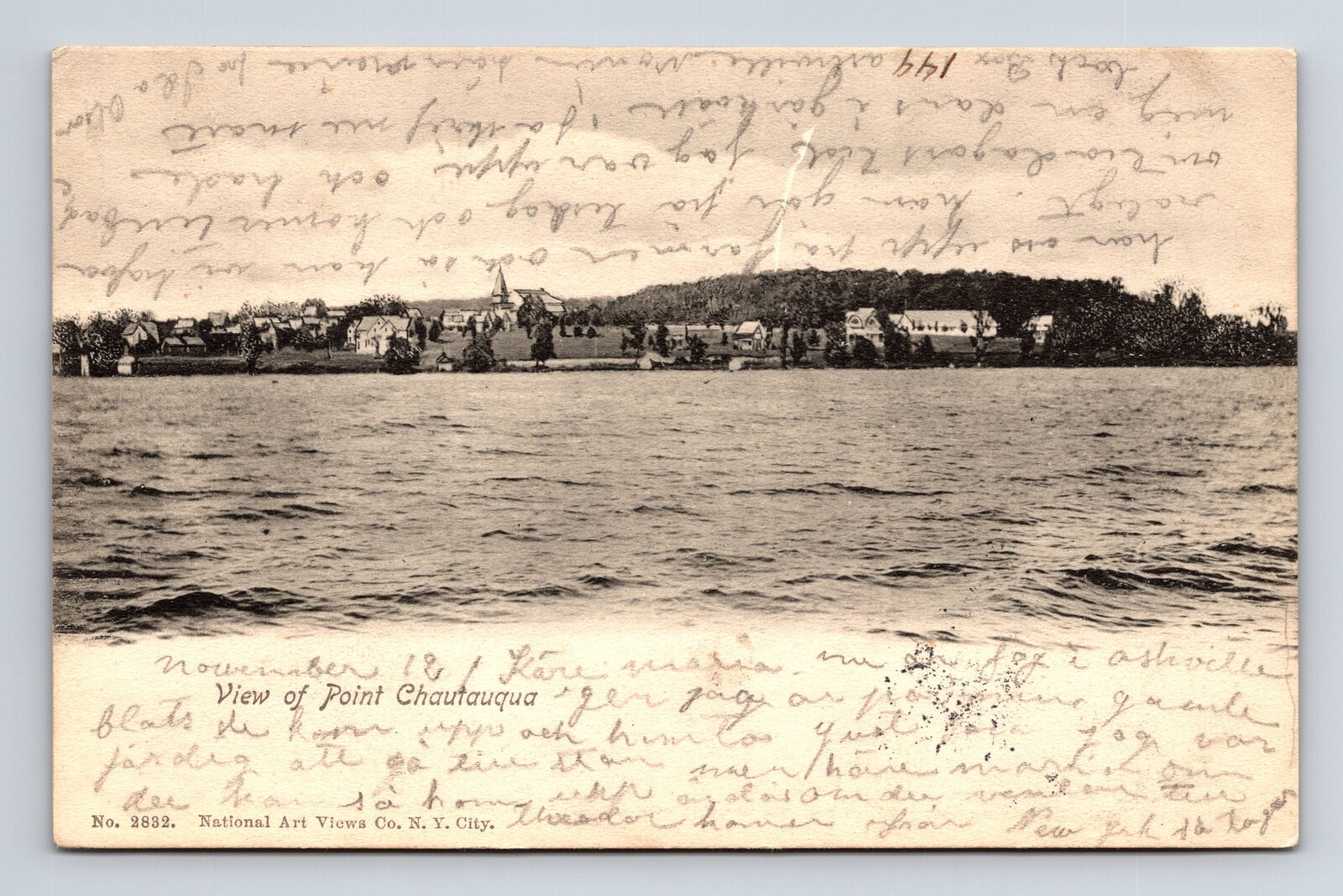 1905 Scenic Sketch View of Point Chautauqua Lake New York NY Postcard