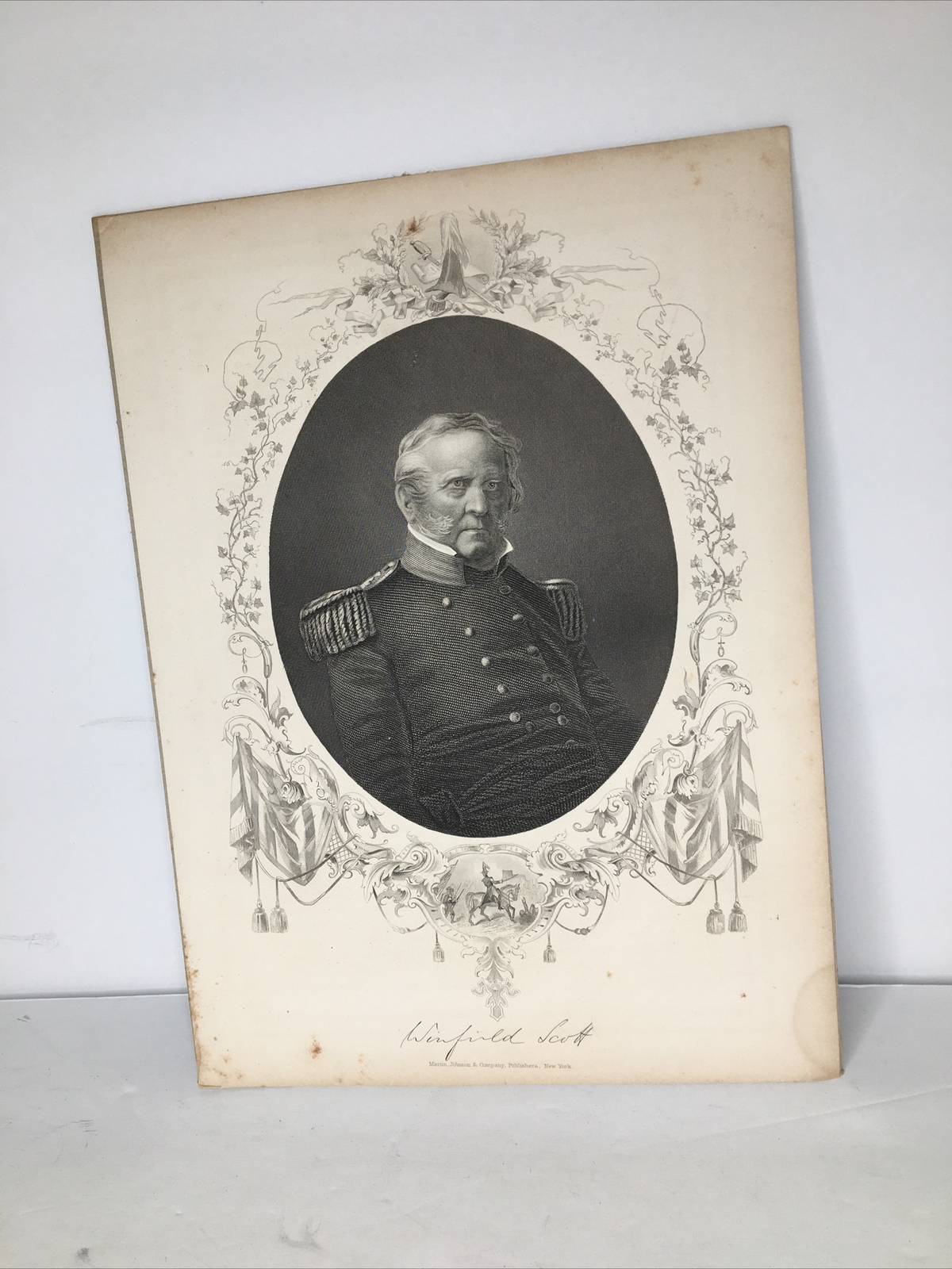 Vintage 1850s Steel Engraving Winfield Scott. Martin-Johnson &Co Publisher G3 Vintage 1850s Steel Engraving Winfield Scott. Martin-Johnson &Co Publisher G3