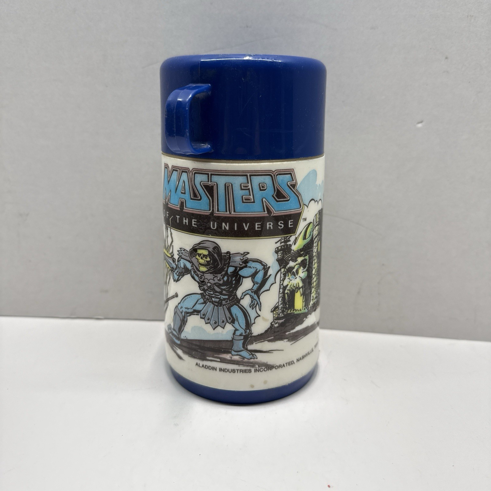 1983 Masters of the Universe He-Man Skeletor Aladdin Thermos Cup MOTU Vintage 1983 Masters of the Universe He-Man Skeletor Aladdin Thermos Cup MOTU Vintage