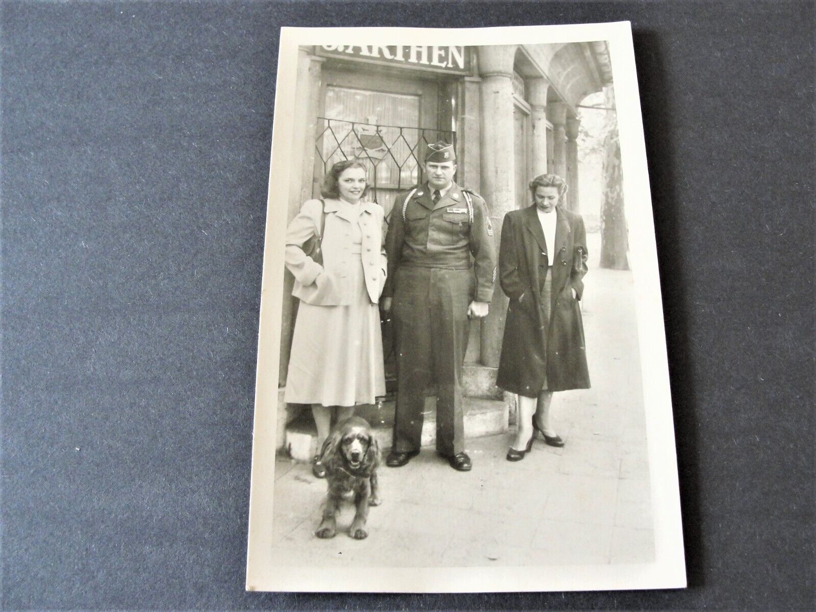 Army Officer in Uniform with Wife-Frankfurt, Germany- Printed Agfa-1930s - RPPC.