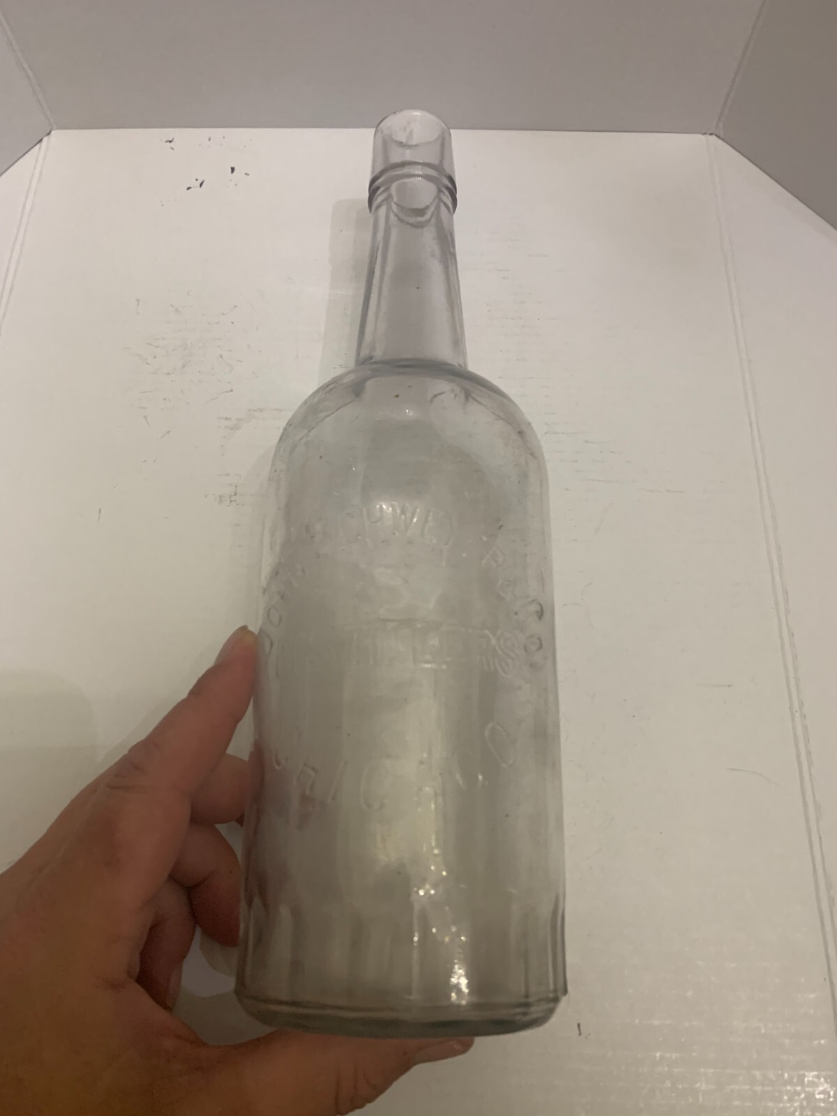 Antique John Schweyer & Co. Distillers Chicago Glass Embossed Whiskey Bottle