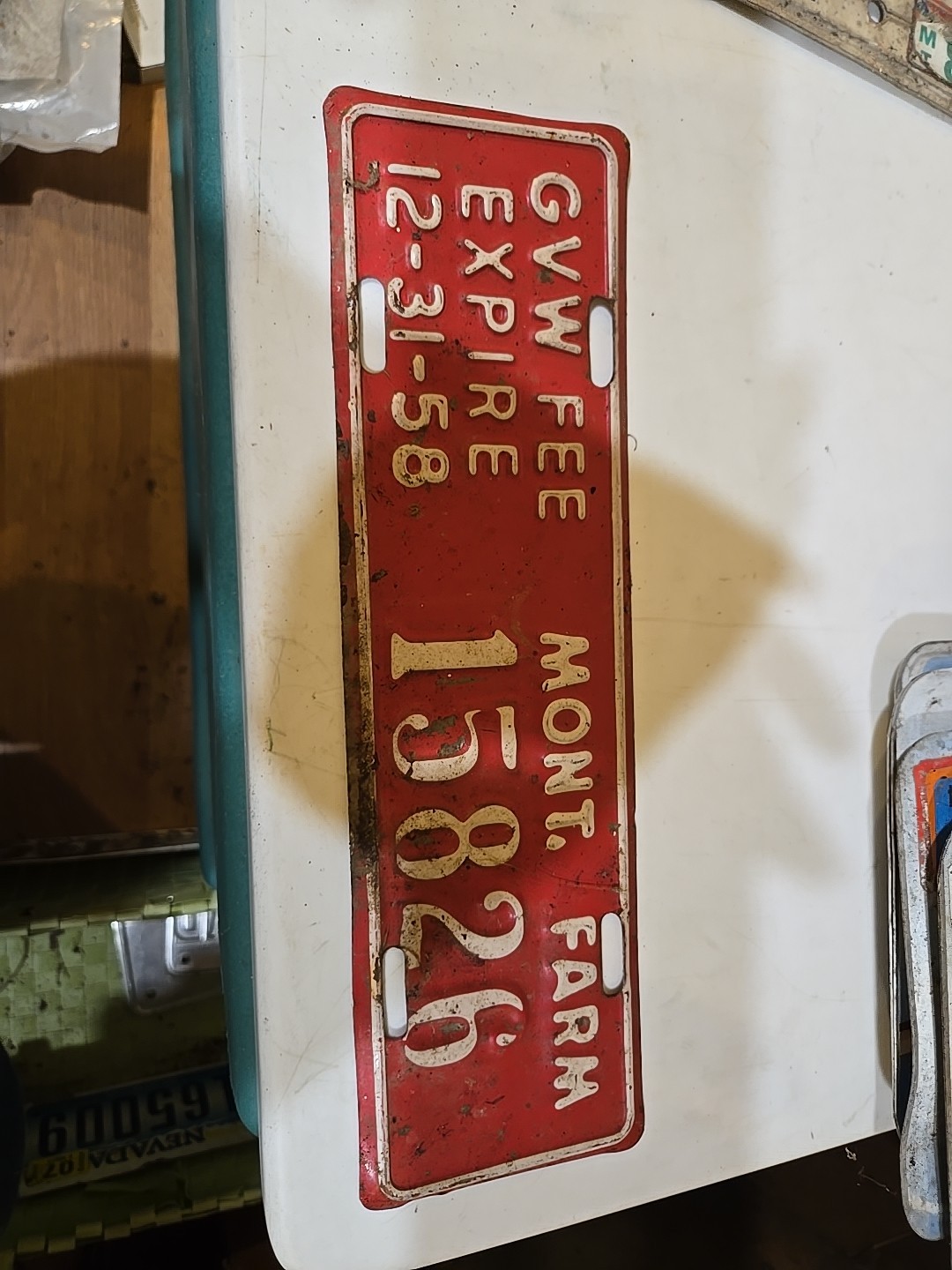 1958 Gross Vehicle Weight Fee Montana Farm License Plate 15826 12