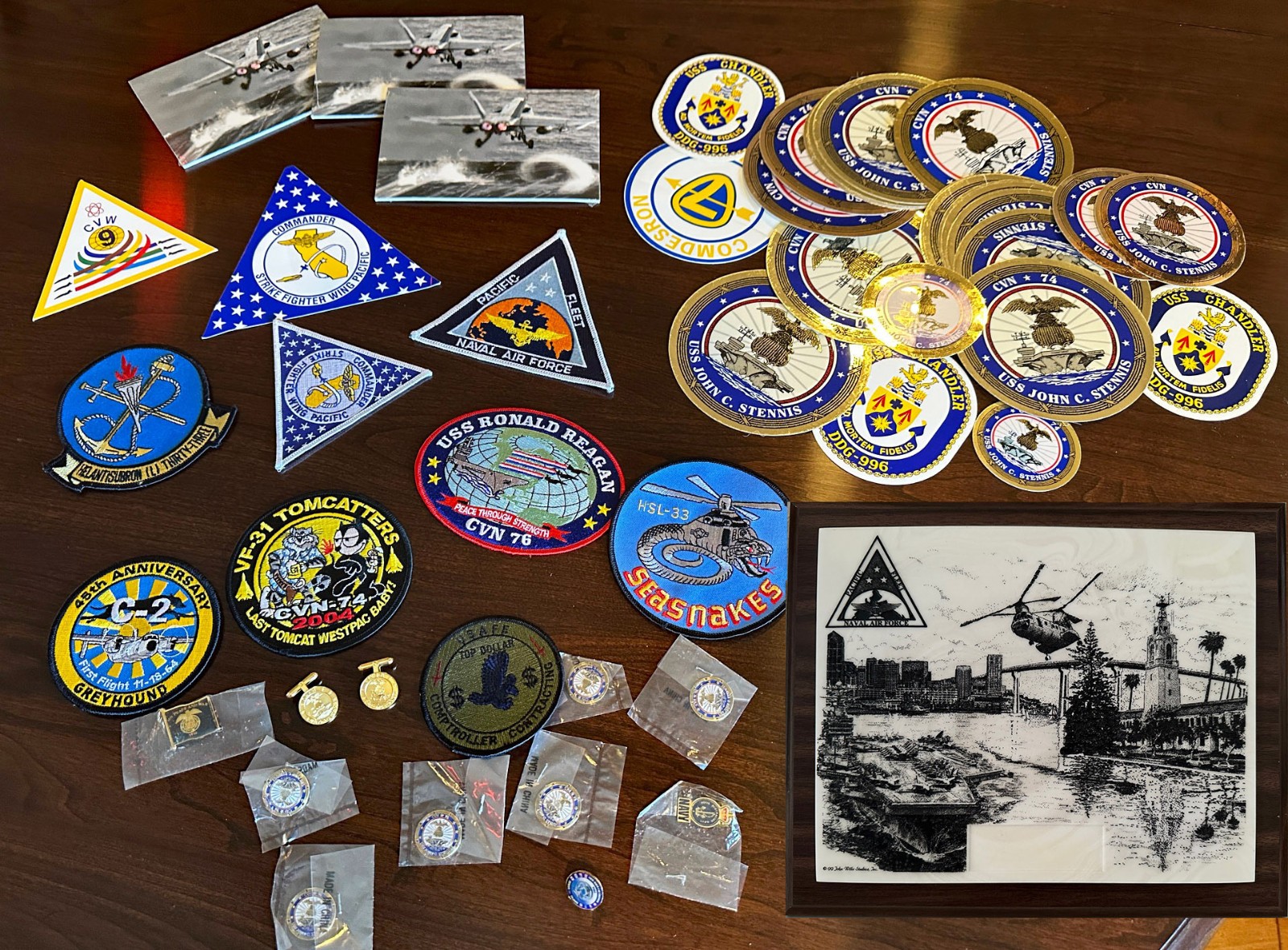 NAVY Pacific Fleet Naval Air Forces Plaque + PATCHES, Emblems & more • Large LOT